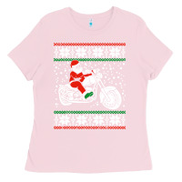 Bubblegum Pink santa ridin motocycle Ladies Tee - StudioElite