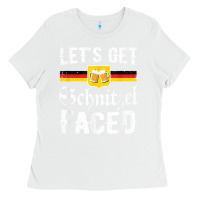 White lets get schnitzel faced men women vintage oktoberfest t shirt Ladies Tee - StudioElite