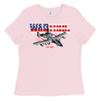 Bubblegum Pink Military Airplane A-10 Warthog American Flag Ladies Tee - StudioElite