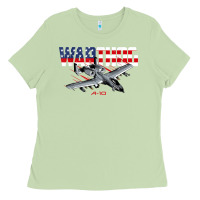 Matcha Military Airplane A-10 Warthog American Flag Ladies Tee - StudioElite