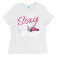 White i'm sexy and i mow it funny mow pun tank top Ladies Tee - StudioElite