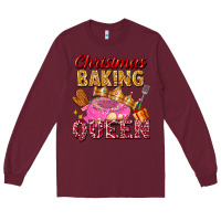 Burgundy christmas baking queen Long Sleeve Tee - FaDigitalArtStudio