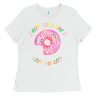 White i run because i like donuts Ladies Tee - StudioElite