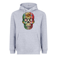 Heather Grey mexican skull Heavyweight Hoodie - JahusDesignShop