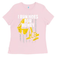 Bubblegum Pink heavy equipment operator i run hoes for money usa flag t shirt Ladies Tee - StudioElite