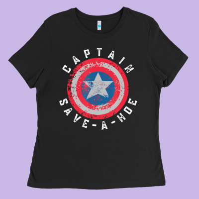 Captain Save-a-hoe Vintage Funny Retro Ladies Tee Designed By Studioelite