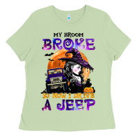 My Broom Broke So Now I Drive A J.e.e.p Witch Halloween T Shirt Ladies Tee | Teevron