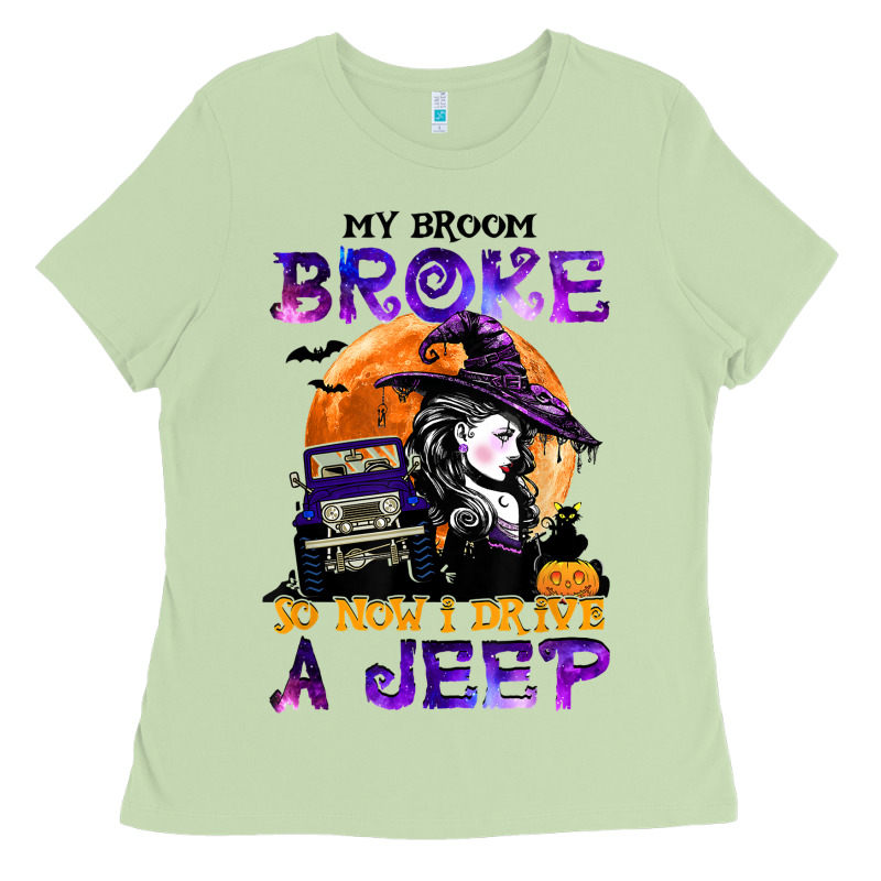 My Broom Broke So Now I Drive A J.e.e.p Witch Halloween T Shirt Ladies Tee by StudioElite | Teevron