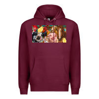 Burgundy Farm animals with aztec Premium Hoodie - RanaPortraitStore