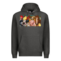 Charcoal Heather Farm animals with aztec Premium Hoodie - RanaPortraitStore