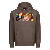 Coffee Farm animals with aztec Premium Hoodie - RanaPortraitStore