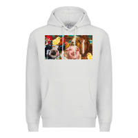 Dove Grey Farm animals with aztec Premium Hoodie - RanaPortraitStore