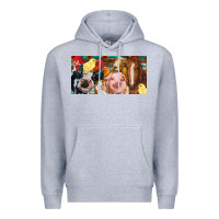 Heather Grey Farm animals with aztec Premium Hoodie - RanaPortraitStore