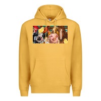 Mustard Farm animals with aztec Premium Hoodie - RanaPortraitStore