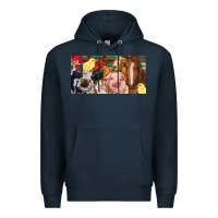 Navy Farm animals with aztec Premium Hoodie - RanaPortraitStore