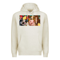 Oatmeal Heather Farm animals with aztec Premium Hoodie - RanaPortraitStore