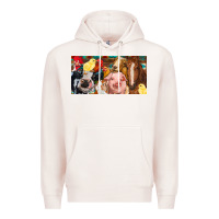 Pale Pink Farm animals with aztec Premium Hoodie - RanaPortraitStore