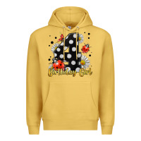 Antique Gold ladybug birthday girl age 4 Premium Hoodie - LillyAllenDesigns