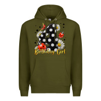 Army Green ladybug birthday girl age 4 Premium Hoodie - LillyAllenDesigns
