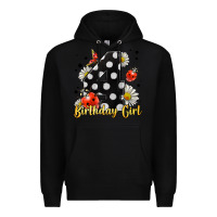 Black ladybug birthday girl age 4 Premium Hoodie - LillyAllenDesigns