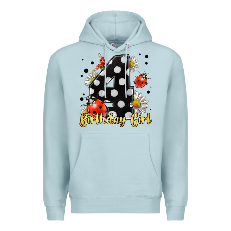 Ladybug Birthday Girl Age 4 Premium Hoodie by LillyAllenDesigns | Teevron