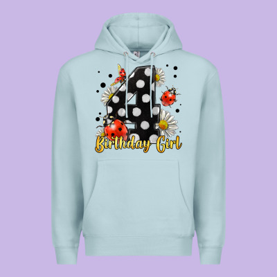 Ladybug Birthday Girl Age 4 Premium Hoodie Designed By Lillyallendesigns