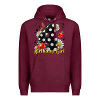 Burgundy ladybug birthday girl age 4 Premium Hoodie - LillyAllenDesigns