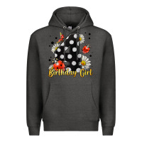 Charcoal Heather ladybug birthday girl age 4 Premium Hoodie - LillyAllenDesigns
