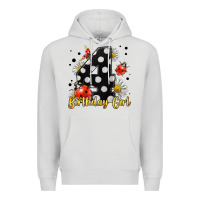 Dove Grey ladybug birthday girl age 4 Premium Hoodie - LillyAllenDesigns