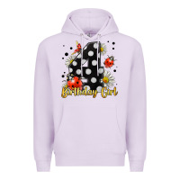 Lilac ladybug birthday girl age 4 Premium Hoodie - LillyAllenDesigns