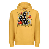 Mustard ladybug birthday girl age 4 Premium Hoodie - LillyAllenDesigns