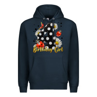 Navy ladybug birthday girl age 4 Premium Hoodie - LillyAllenDesigns