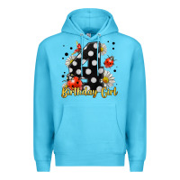 Ocean Blue ladybug birthday girl age 4 Premium Hoodie - LillyAllenDesigns