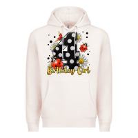 Pale Pink ladybug birthday girl age 4 Premium Hoodie - LillyAllenDesigns