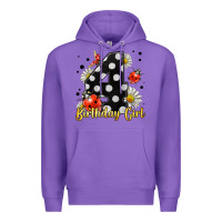 Purple ladybug birthday girl age 4 Premium Hoodie - LillyAllenDesigns