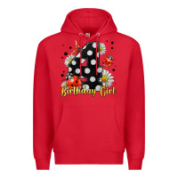 Red ladybug birthday girl age 4 Premium Hoodie - LillyAllenDesigns
