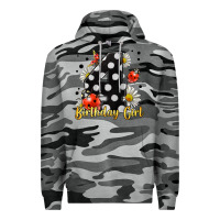 Slate Camo ladybug birthday girl age 4 Premium Hoodie - LillyAllenDesigns