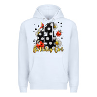 White ladybug birthday girl age 4 Premium Hoodie - LillyAllenDesigns