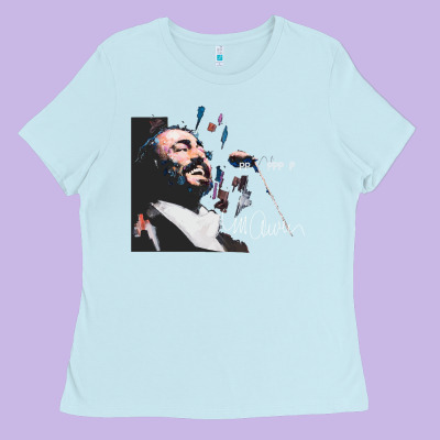 Original Portrait Of Luciano Pavarotti Ladies Tee Designed By Studioelite