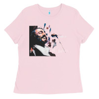 Bubblegum Pink Original Portrait of Luciano Pavarotti Ladies Tee - StudioElite