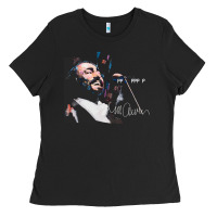 Black Original Portrait of Luciano Pavarotti Ladies Tee - StudioElite