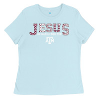 Baby Blue Texas A&m Aggies Jesus - Had 12 Men - Patterned Ladies Tee - PixelFlow