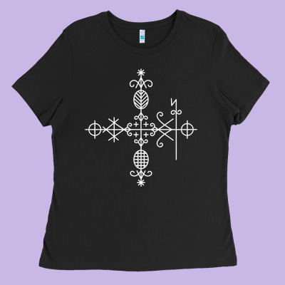Haitian Veve  Voodoo Symbol T Shirt Ladies Tee Designed By Pixelflow