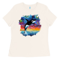 Bone Orca Killer Whale Starry Night Impressionist Dog Art By Aja Ladies Tee - PixelFlow