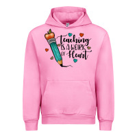 Fuchsia Pink teaching i̇s a work of heart Urban Hoodie - JahusDesignShop