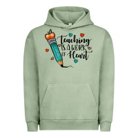 Pigment Oil Green teaching i̇s a work of heart Urban Hoodie - JahusDesignShop