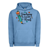 Pigment Pebble Blue teaching i̇s a work of heart Urban Hoodie - JahusDesignShop