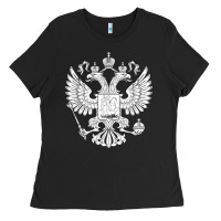 Black russian double headed eagle for a russia fan gift t shirt Ladies Tee - PixelFlow