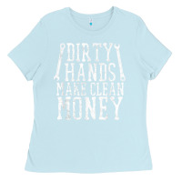 Baby Blue dirty hands make clean money t shirt wrench mechanic gift Ladies Tee - PixelFlow