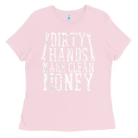 Bubblegum Pink dirty hands make clean money t shirt wrench mechanic gift Ladies Tee - PixelFlow